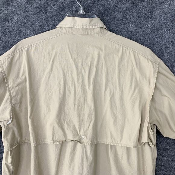 Reel Legions Performance Vented Fishing Shirt Men M Tan Pockets Short Sleeves - Picture 8 of 13